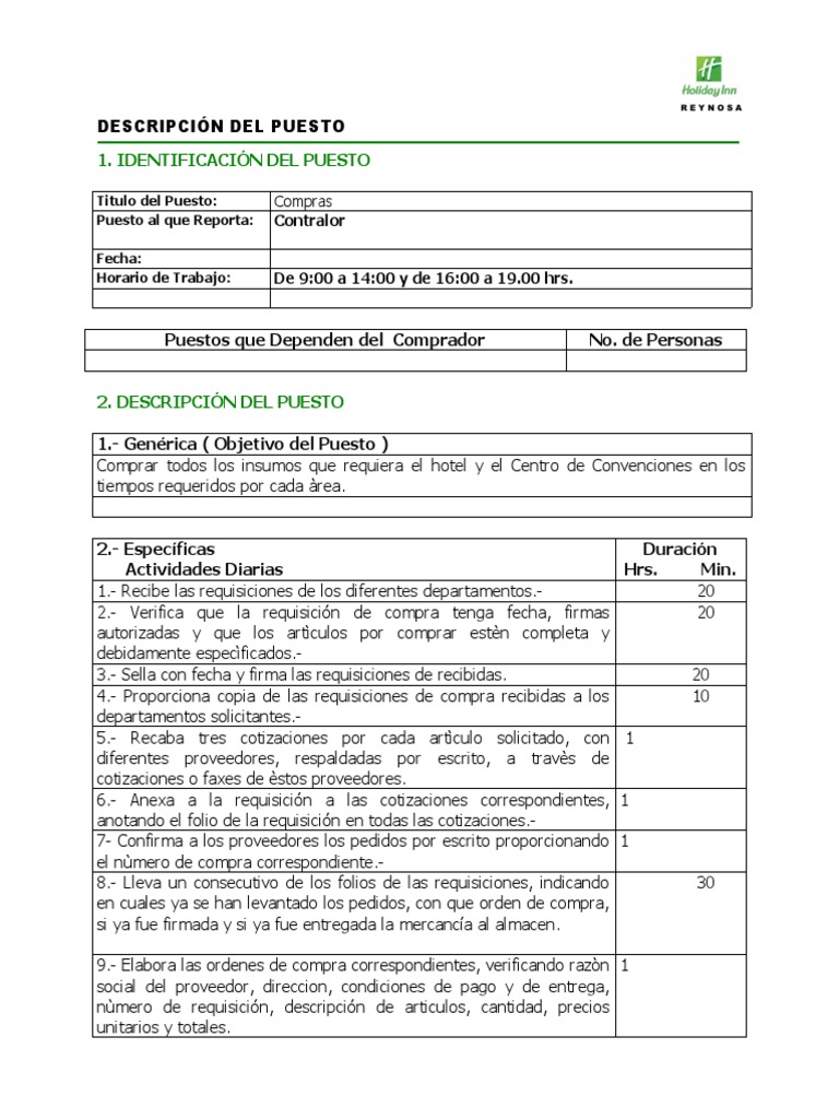 Descripción del Puesto de Compras | PDF | Economias