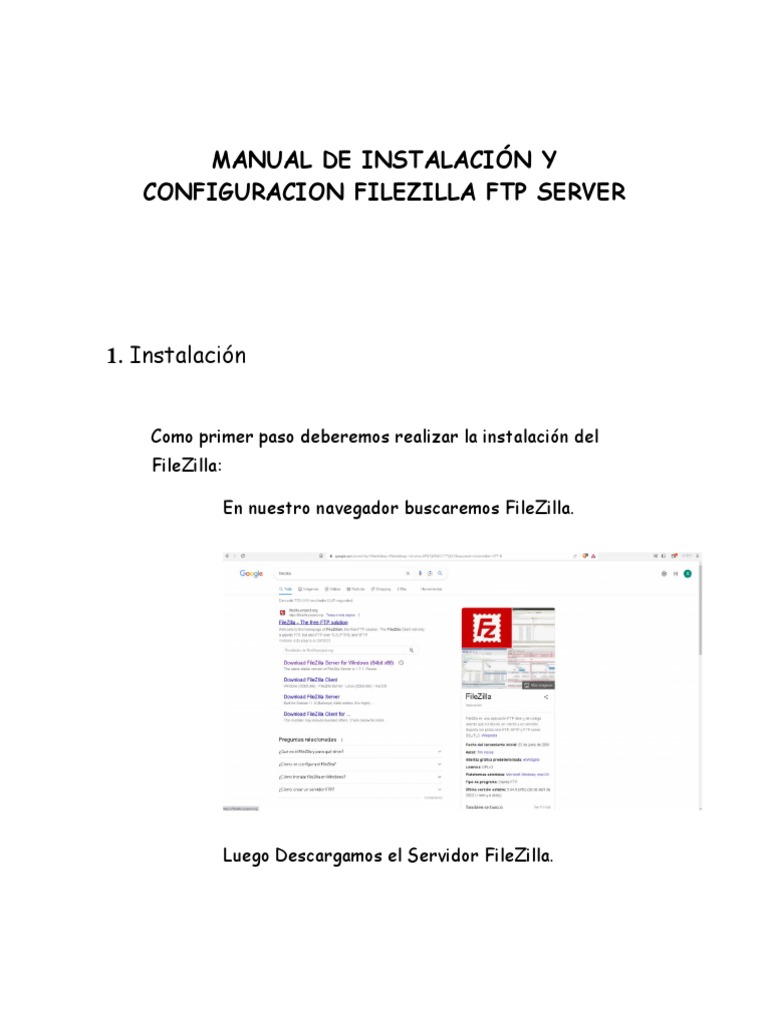 Manual de Instalacion y Configuracion Filezilla FTP PDF Cortafuegos