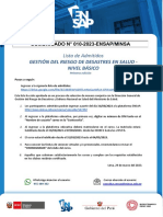 Lista de Admitidos Al Curso Gestión Del Riesgo de Desastres en Salud - Nivel Básico (Primera Edición)