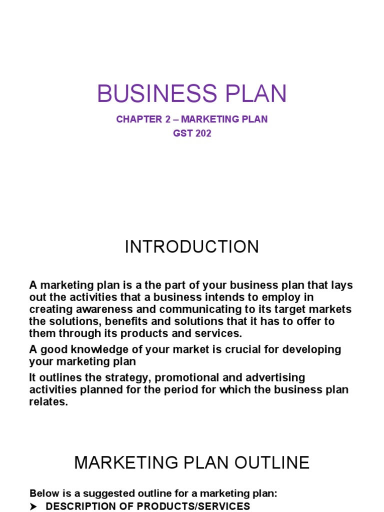 Business Plan Marketing Plan (Lecture Notes) PDF
