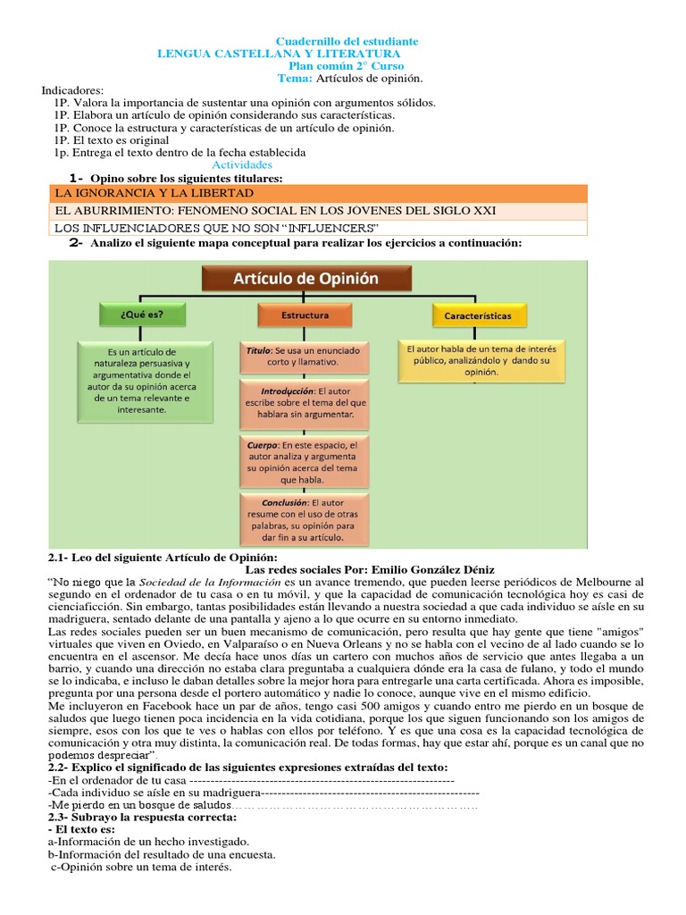 Ejemplo de artículo de opinión para jóvenes | PDF | Autor | Comunicación