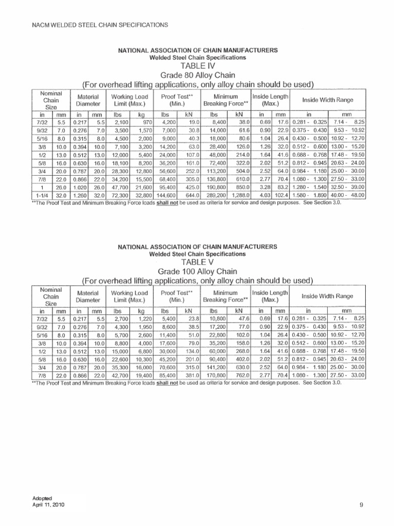 Chains G80 and G100 PDF