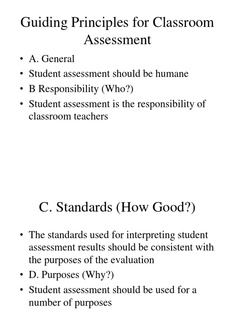 Guiding Principles of Classroom Assessment | PDF | Educational ...