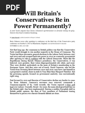 Will Britain’s Conservatives Be in Power Permanently