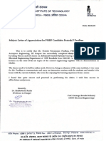 Subject: Letter of Appreciation For PMRF Candidate Prateek P Pradhan