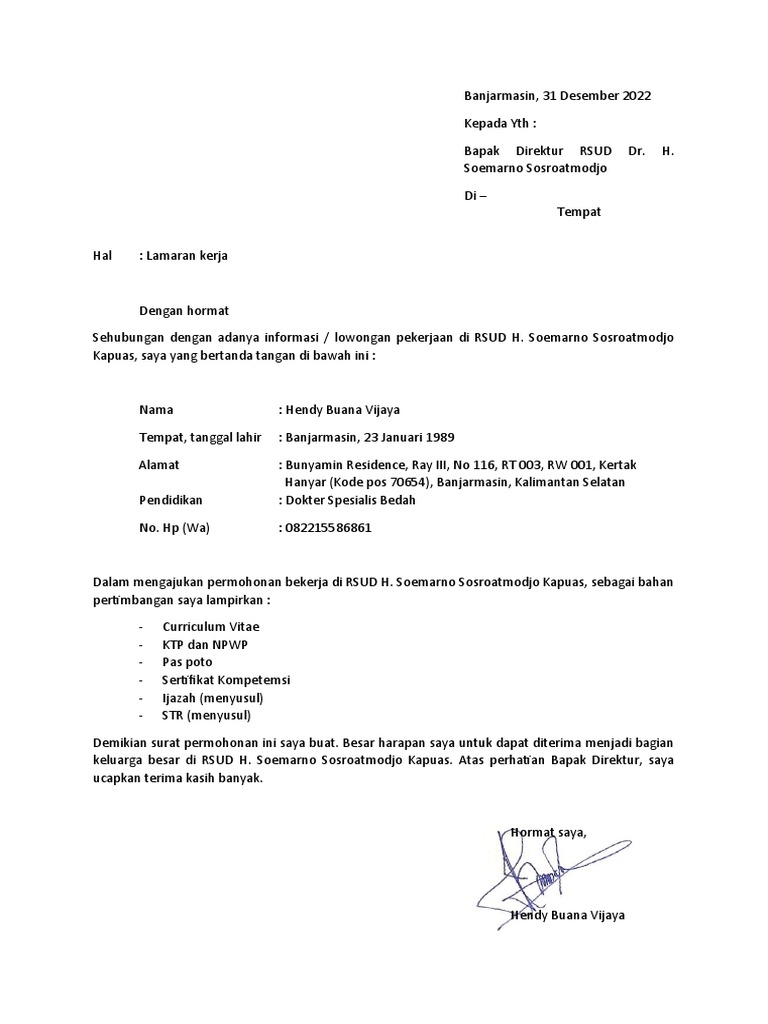 Surat Lamaran Kerja | PDF