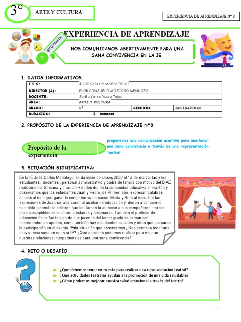 3º Experiencia de Aprendizaje - Exp. 07 - Arte y Cultura | PDF ...
