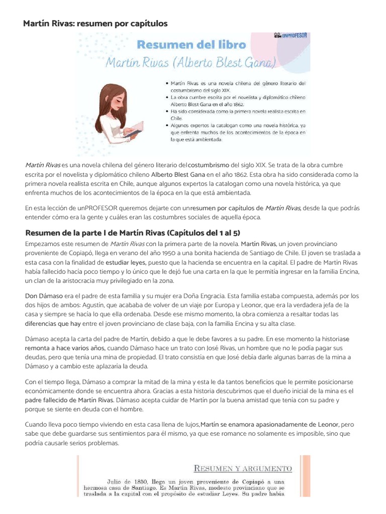 Martín Rivas - Resumen Por Capítulos | PDF