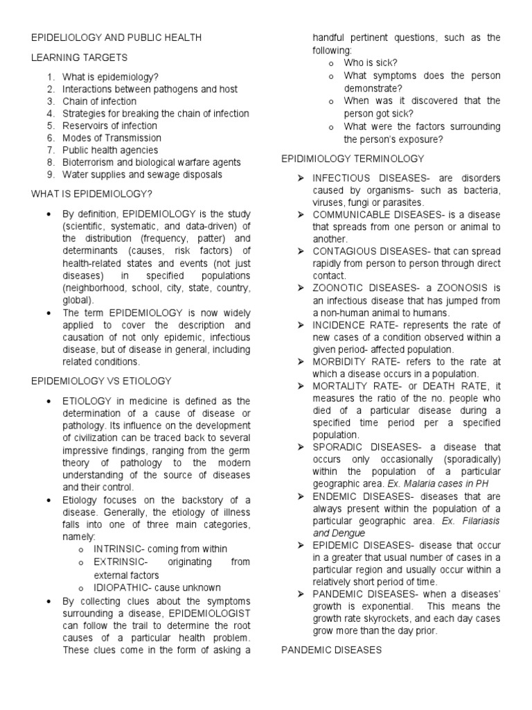 Epidemiology and Public Health | PDF | Infection | Epidemiology