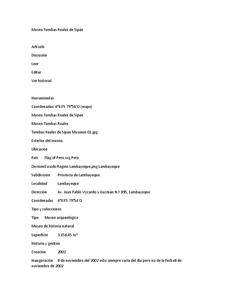 Museo Tumbas Reales de Sipán PDF Arqueología