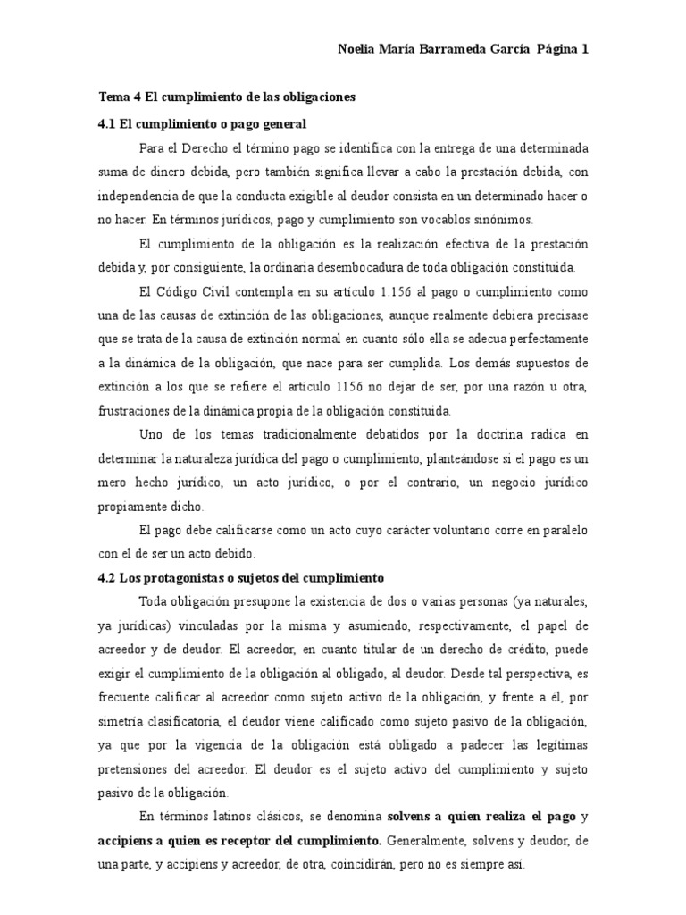 Cumplimiento de Obligaciones en Derecho | PDF | Pagos | Derecho privado