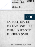 La Politica de Poblaciones en Chile Siglo XVIII