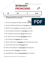 Subject Pronouns: Grammar Worksheet