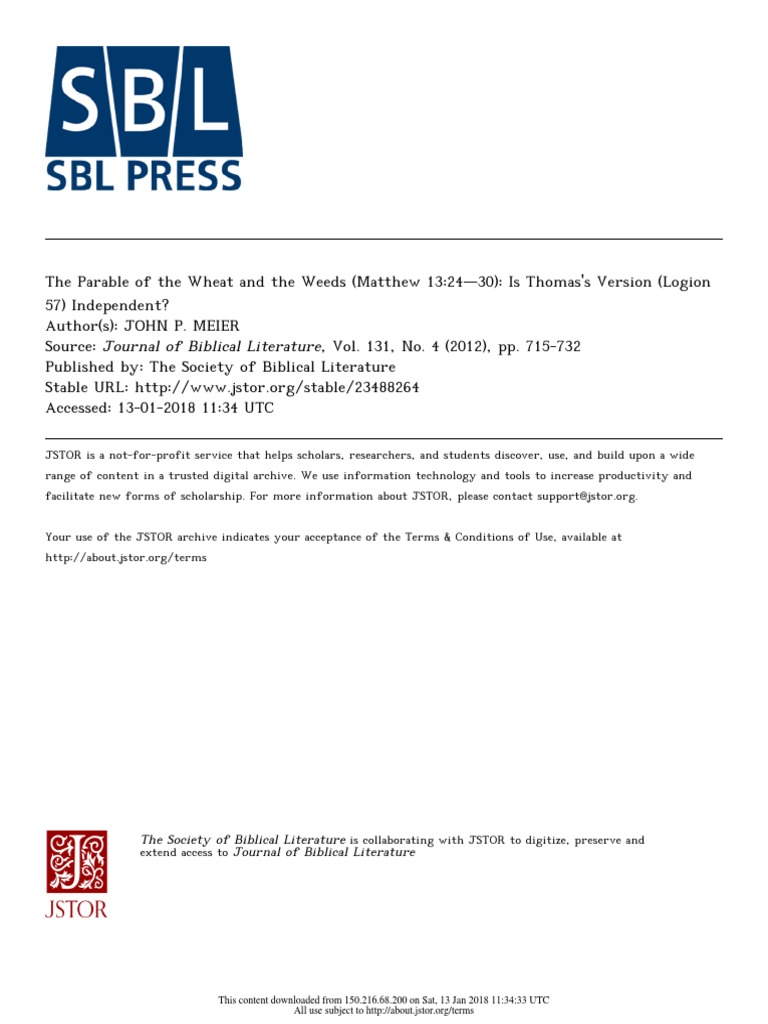 The Society of Biblical Literature Journal of Biblical Literature PDF