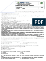 Avaliação Bimestral de Religião - 1º Bimestre - 6º Ano