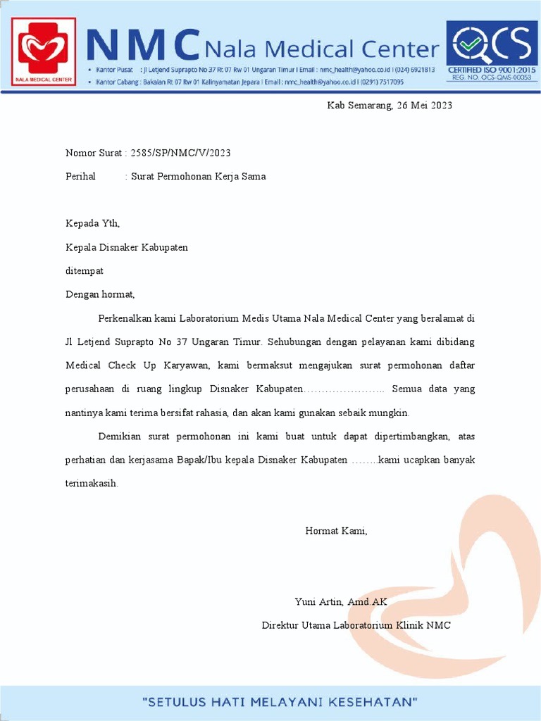 Surat Permohonan Disnaker | PDF