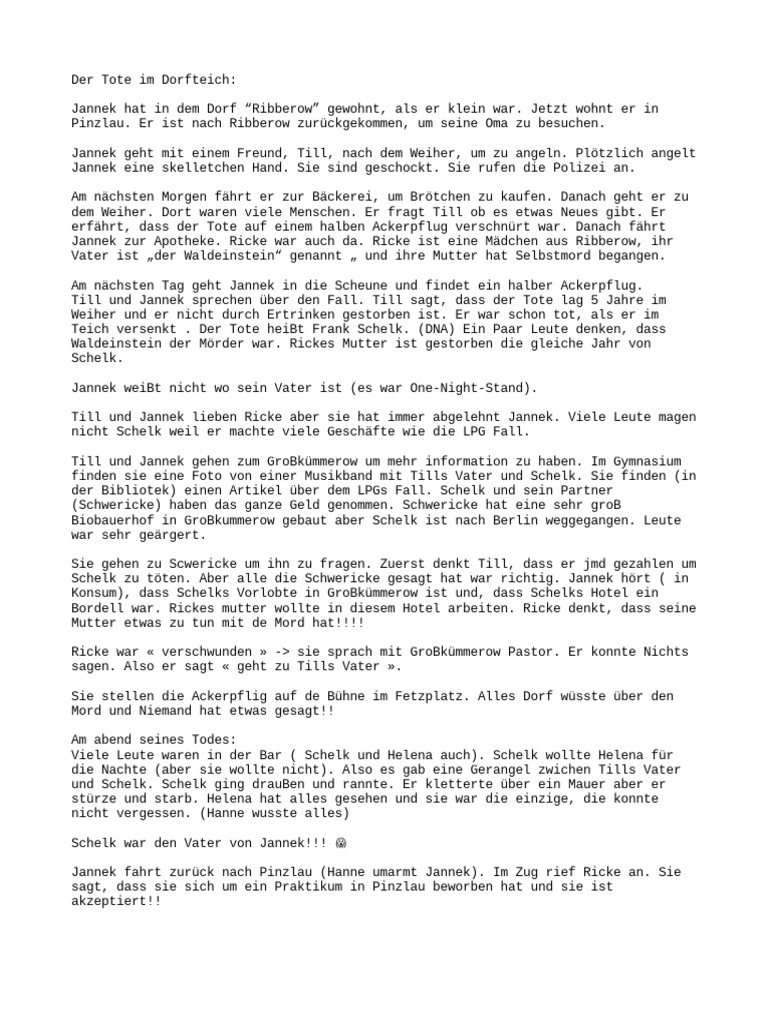 resume de Tote im Dorfteich PDF
