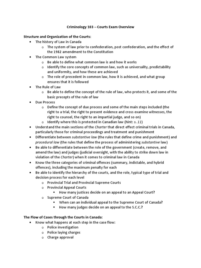 Criminology 103 Exam II Courts Study Overview PDF Justice