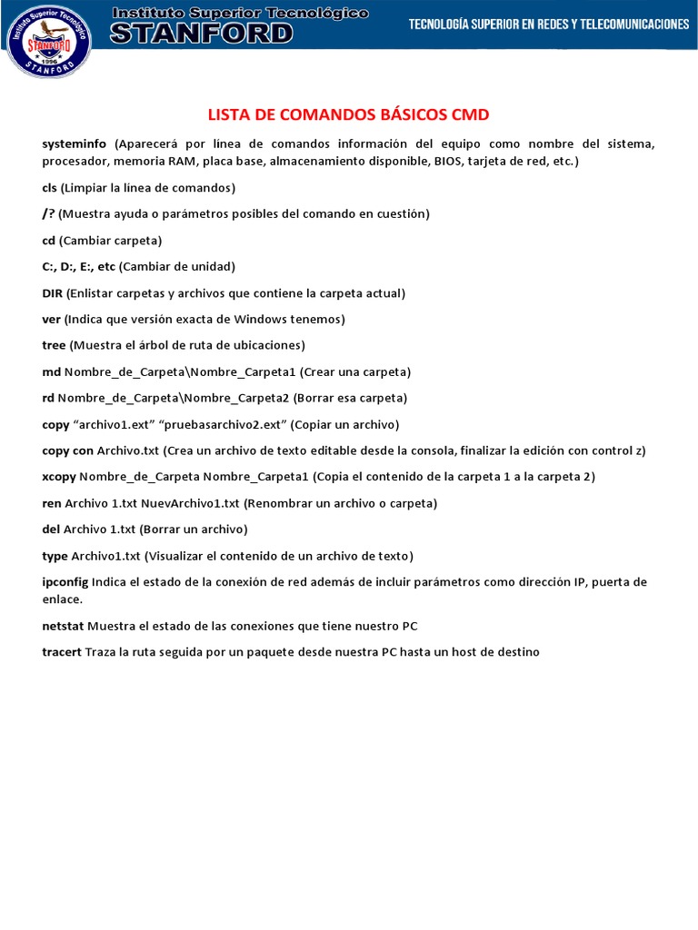 Comandos Básicos CMD | PDF