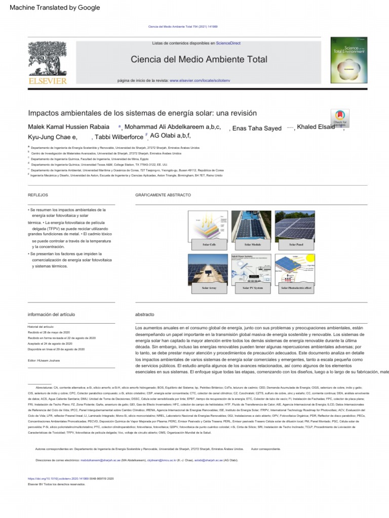 Environmental Impacts of Solar Energy Systems | PDF | Fotovoltaica ...