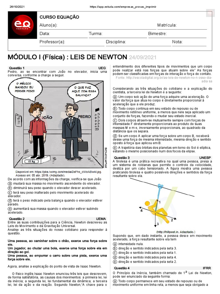 Princípio da Inércia de Newton | PDF | Leis do Movimento de Newton | Força