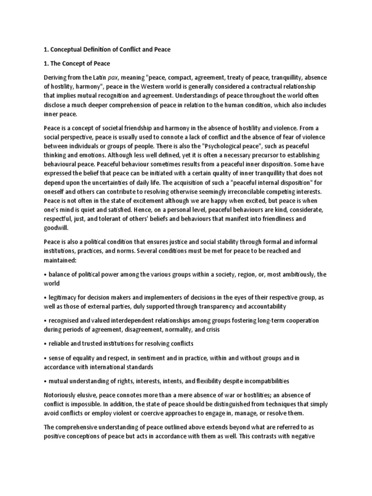 Understanding Conflict and Peace Concepts | PDF | Peace | Violence