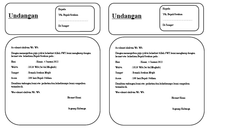 Surat Undangan 100 Hari | PDF