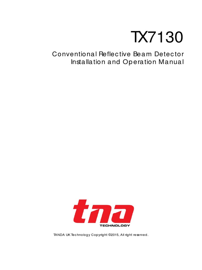TX7130 - Conventional Reflective Beam Detector - Installation and ...