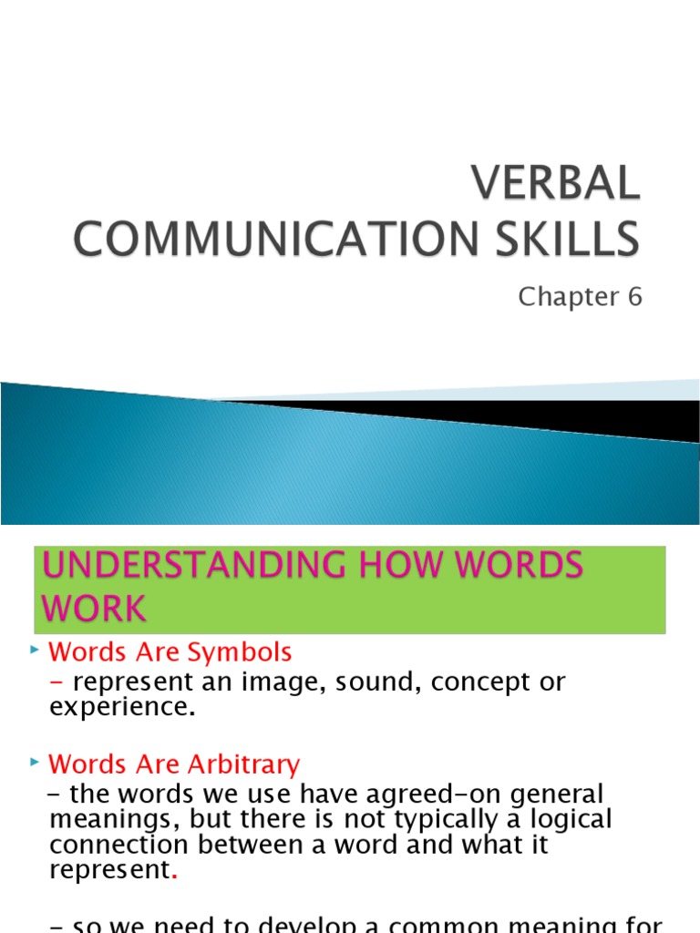 WK 6 Verbal Communication Skills PDF