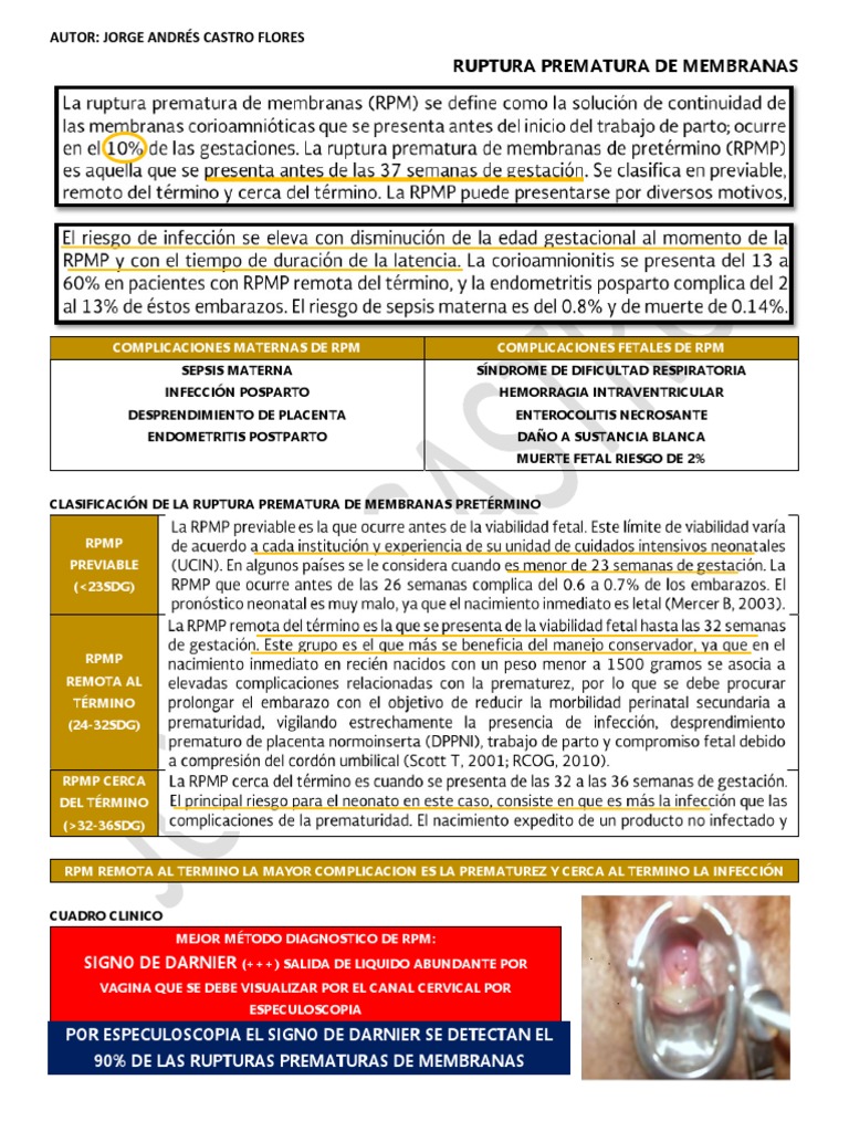 Ruptura Prematura de Membranas | PDF | Medicina CLINICA | Salud maternal