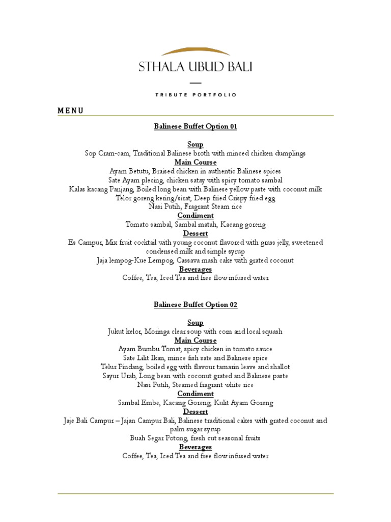 Menu Buffet Option | PDF | Indonesian Cuisine | Southeast Asian Cuisine