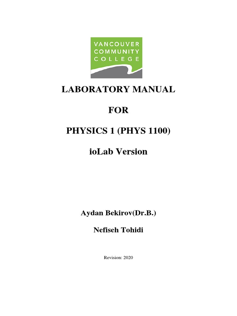 Physics1100 Lab Manual (Iolab Revision) | PDF | Observational Error ...