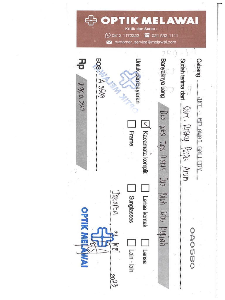 Invoice Glasses (FrameLens) PDF