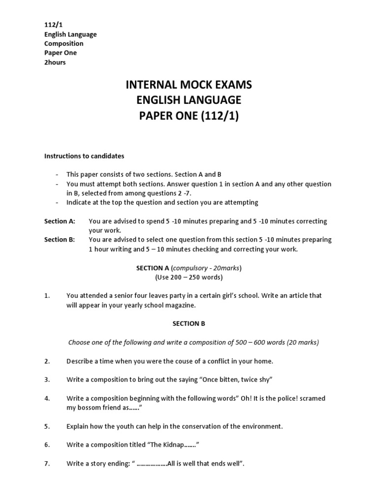 Lainaku 2025 English Mock Exam Guide | PDF