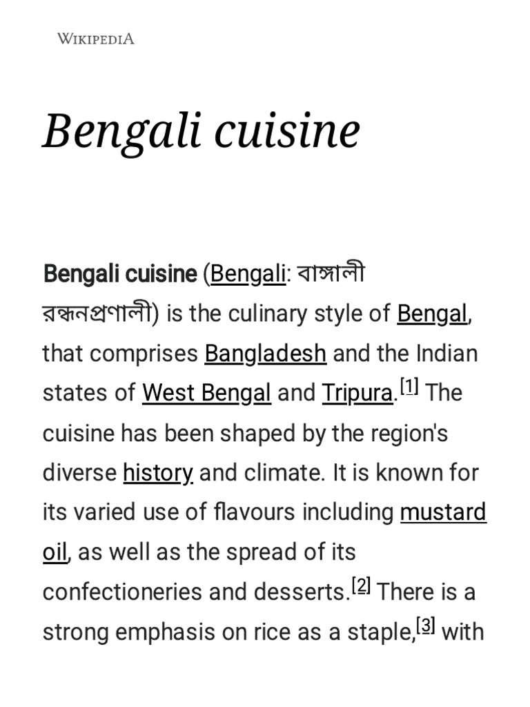 Caption For Bengali Cuisine