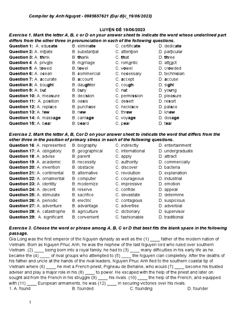 T NG Ôn Unit 1 - L P 12 - Đ I Đ I (19 - 06 - 2023) | PDF