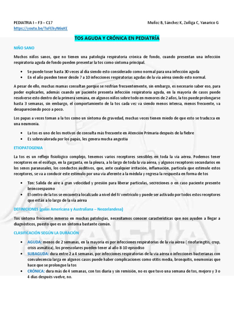 Tos Crónica y Aguda | Descargar gratis PDF | Tos | Asma
