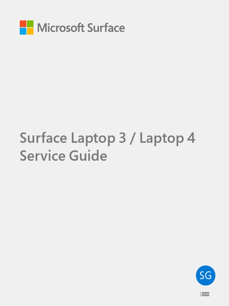 Surface Laptop 3 and 4 English Service Guide | PDF