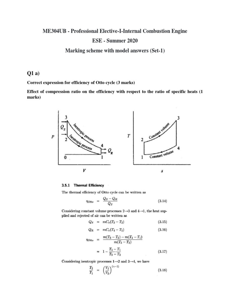 IC Engine Exam Marking Scheme & Answers | PDF | Internal Combustion ...