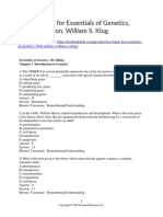 Test Bank For Essentials of Genetics 10th Edition William S Klug