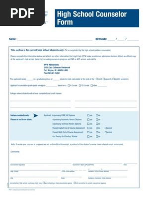 High School Counseling Form