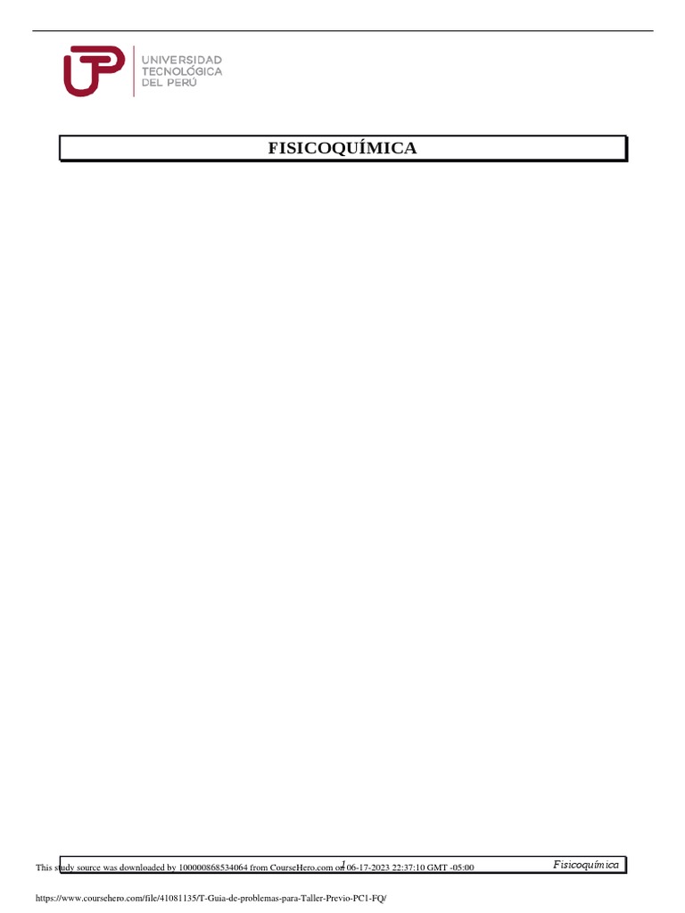 T Gui A de Problemas para Taller Previo PC1 FQ | PDF | Gases | Entropía