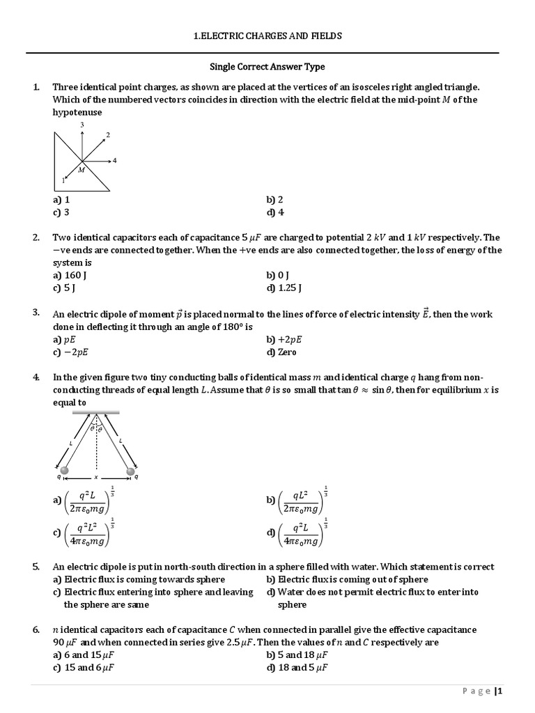 Electric Charges And Fields All Pdf Capacitor Capacitance