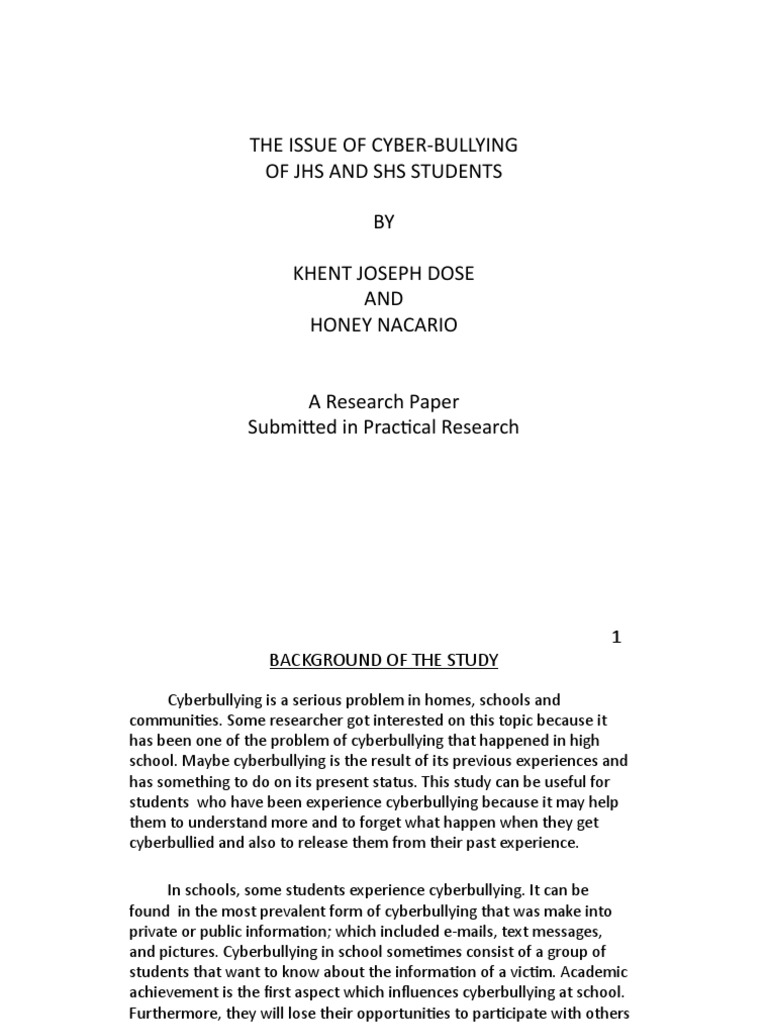 Cyberbullying Among JHS and SHS Students | PDF | Cyberbullying | Social ...