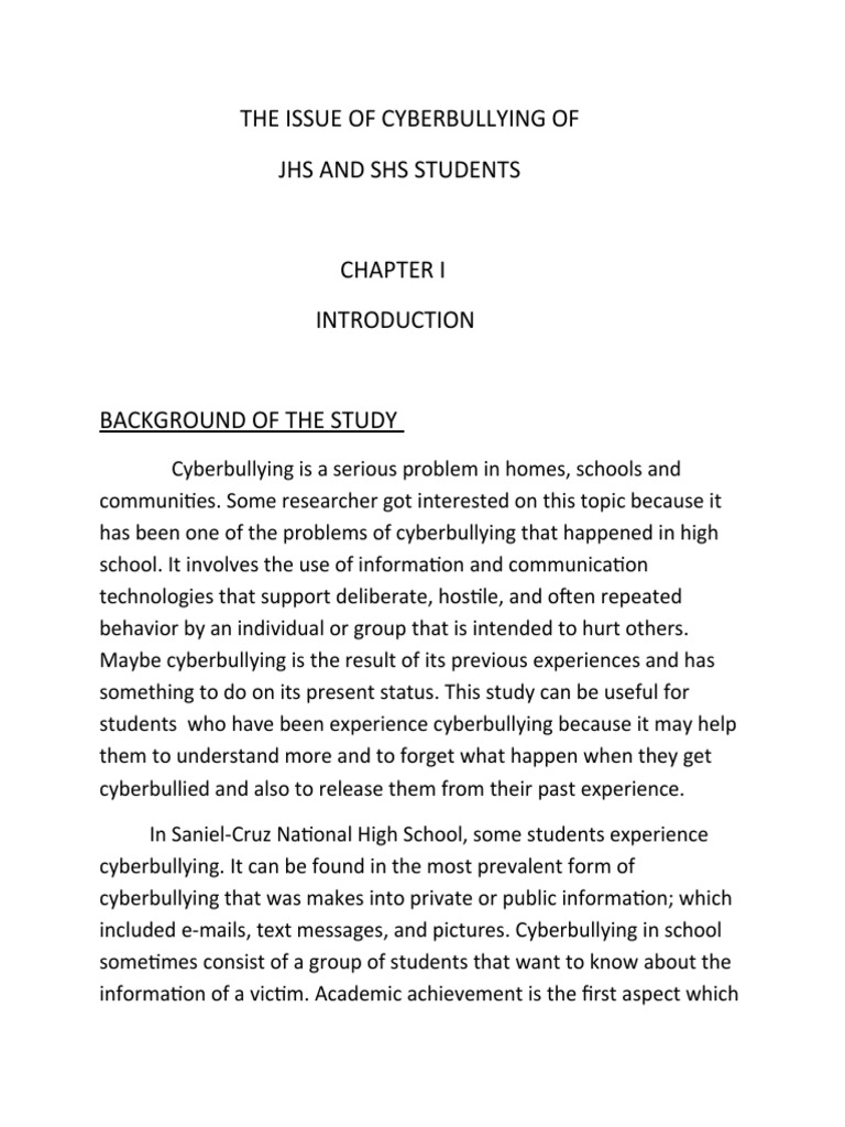 Cyberbullying Among JHS and SHS Students | PDF | Cyberbullying | Bullying