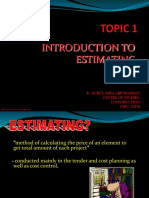 Topic 1 - Introduction To Estimate