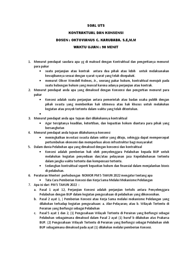 Kontrak dan Konsesi dalam Pelabuhan | PDF | Pengelolaan Keuangan & Uang