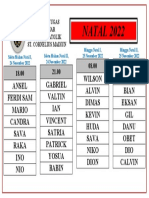 Jadwal Misdinar Tugas Natal 2022