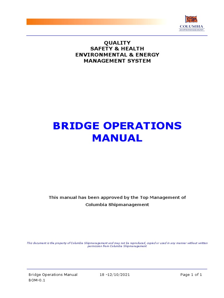 Bridge Operations Manual Overview | PDF | Navigation | Marine Salvage