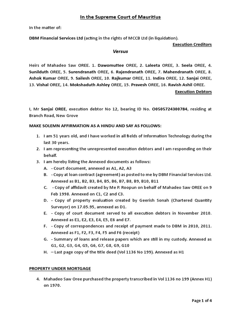 Weekly Cause List Of Supreme Court Of Mauritius